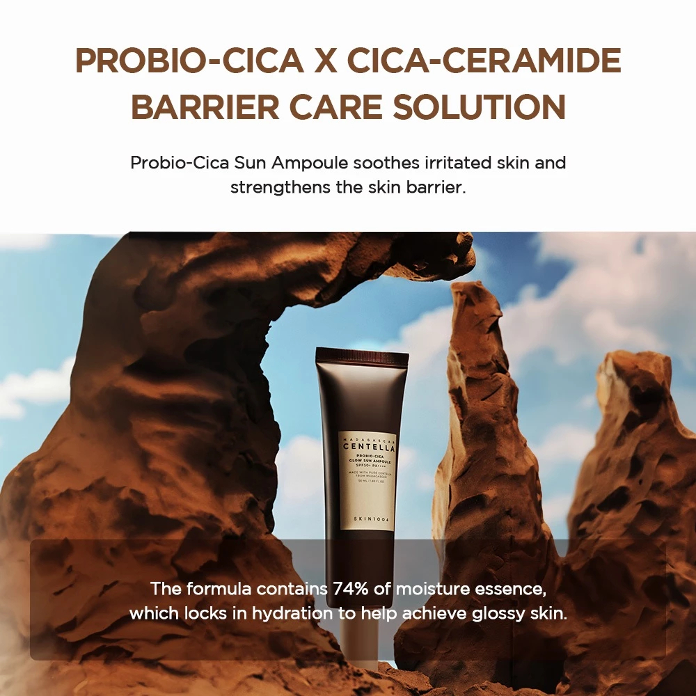 SKIN1004 Madagascar Centella Probio-Cica Bakuchiol Glow Sun Cream Ampoule 50ml Soothing Moisturizing Sunscreen Face Cream with Bakuchiol Cica Hydrating Brightening Lightweight Daily UV Protection Korean Skincare Sensitive Skin Care - View 3 of 3