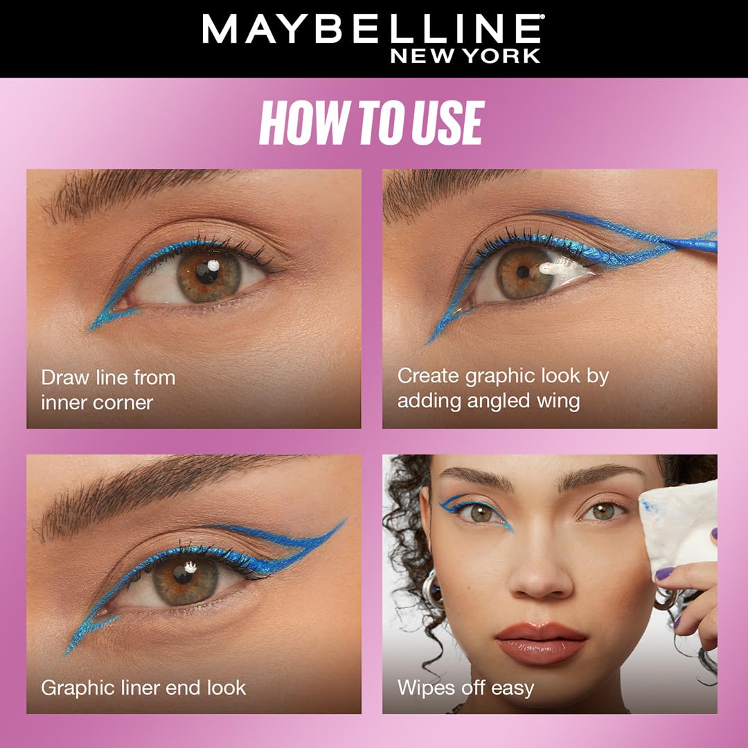 Maybelline New York Tattoo Play Purple Liquid Eyeliner - Shake, Upto 48 Hours Bold Color, Water-proof Eyeliner & Smudge-proof. Maybelline High-impact Color Liner, Vegan Formula | 2.1ml - View 2 of 6