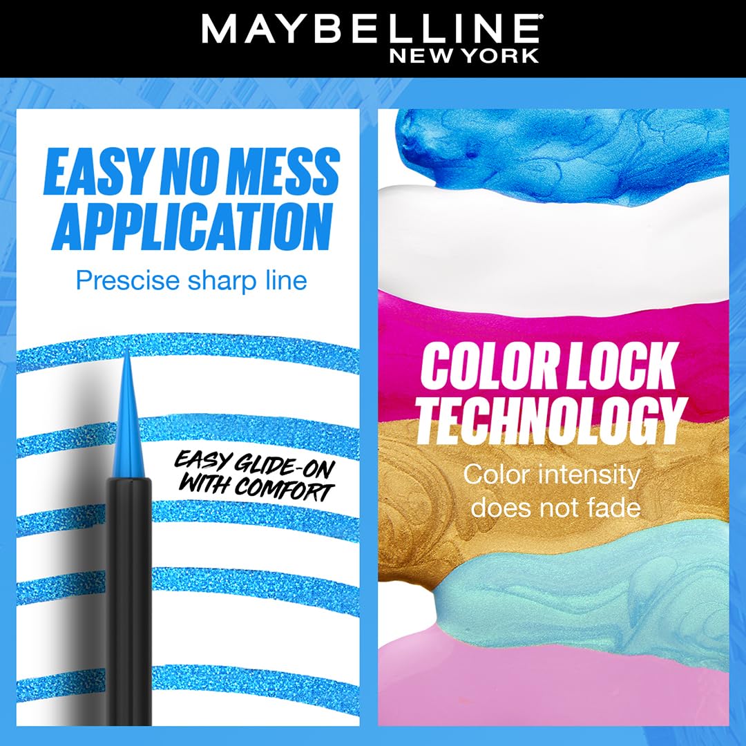 Maybelline New York Tattoo Play Blue Liquid Eyeliner - Switch, Upto 48 Hours Bold Color, Water-proof Eyeliner & Smudge-proof. Maybelline High-impact Color Liner, Vegan Formula | 2.1ml - View 3 of 5