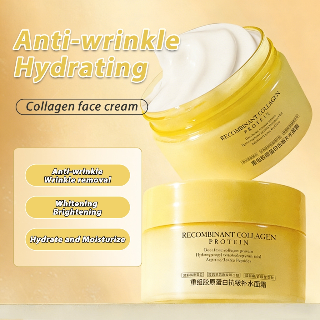 Recombinant Collagen Face Cream Lifting Firming Anti Wrinkle Hydrating Moisturizer Fine Line Repair Anti Aging Skin Care Deep Nourishing Smoothing Elasticity Boosting Radiant Youthful Glow Daily Use - View 2 of 3
