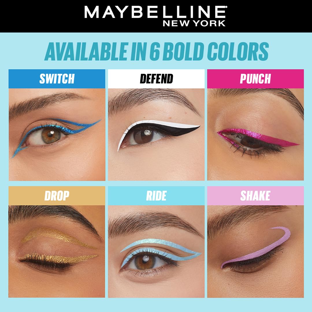 Maybelline New York Tattoo Play Light Blue Liquid Eyeliner - Ride, Upto 48 Hours Bold Color, Water-proof Eyeliner & Smudge-proof. Maybelline High-impact Color Liner, Vegan Formula | 2.1ml - View 3 of 6