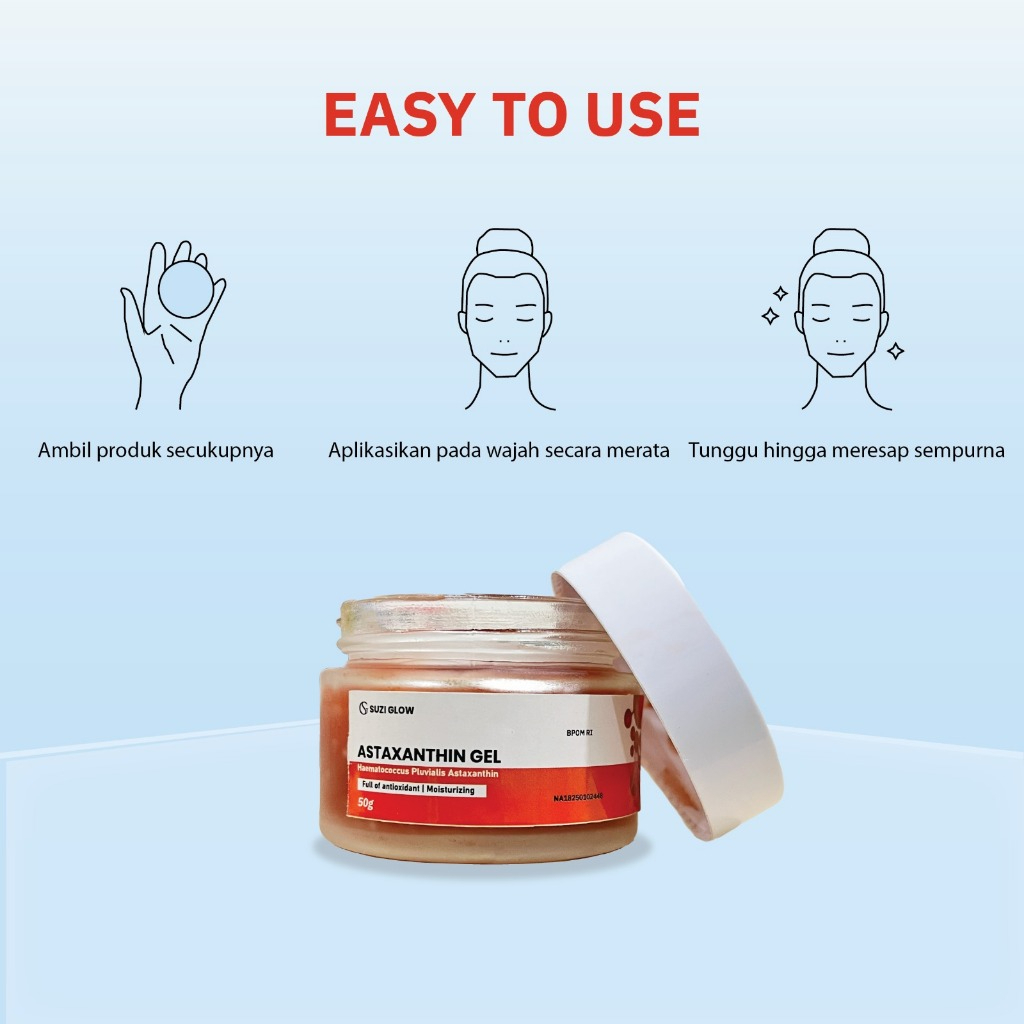 Astaxanthin Gel – Haematococcus Pluvialis Extract High-Antioxidant Brightening Gel for Radiant, Even-Toned, Smooth and Well-Maintained Skin Daily Skincare Treatment - View 2 of 3