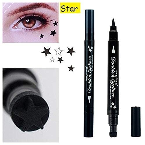 Nyamah Sales 2 in 1 Eyeliner Pen Waterproof with Makeup Star Shape Stamp Double Heads for Body Face Painting Long Lasting Liquid Eye Pen Makeup Tool Kit (Pack of 1pc) - View 2 of 6