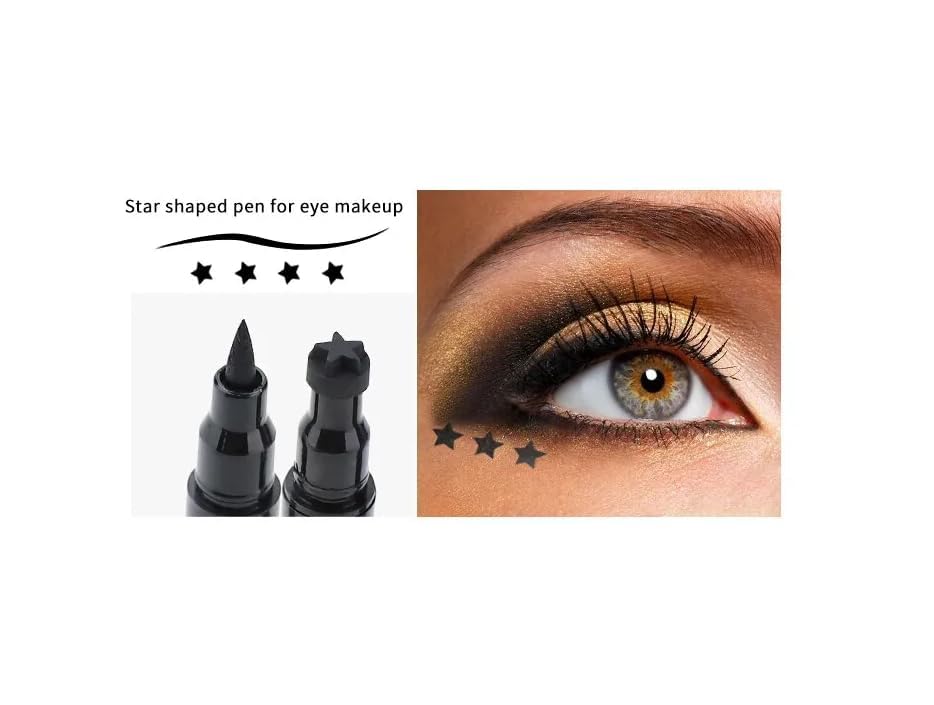 Nyamah Sales 2 in 1 Eyeliner Pen Waterproof with Makeup Star Shape Stamp Double Heads for Body Face Painting Long Lasting Liquid Eye Pen Makeup Tool Kit (Pack of 1pc) - View 6 of 6
