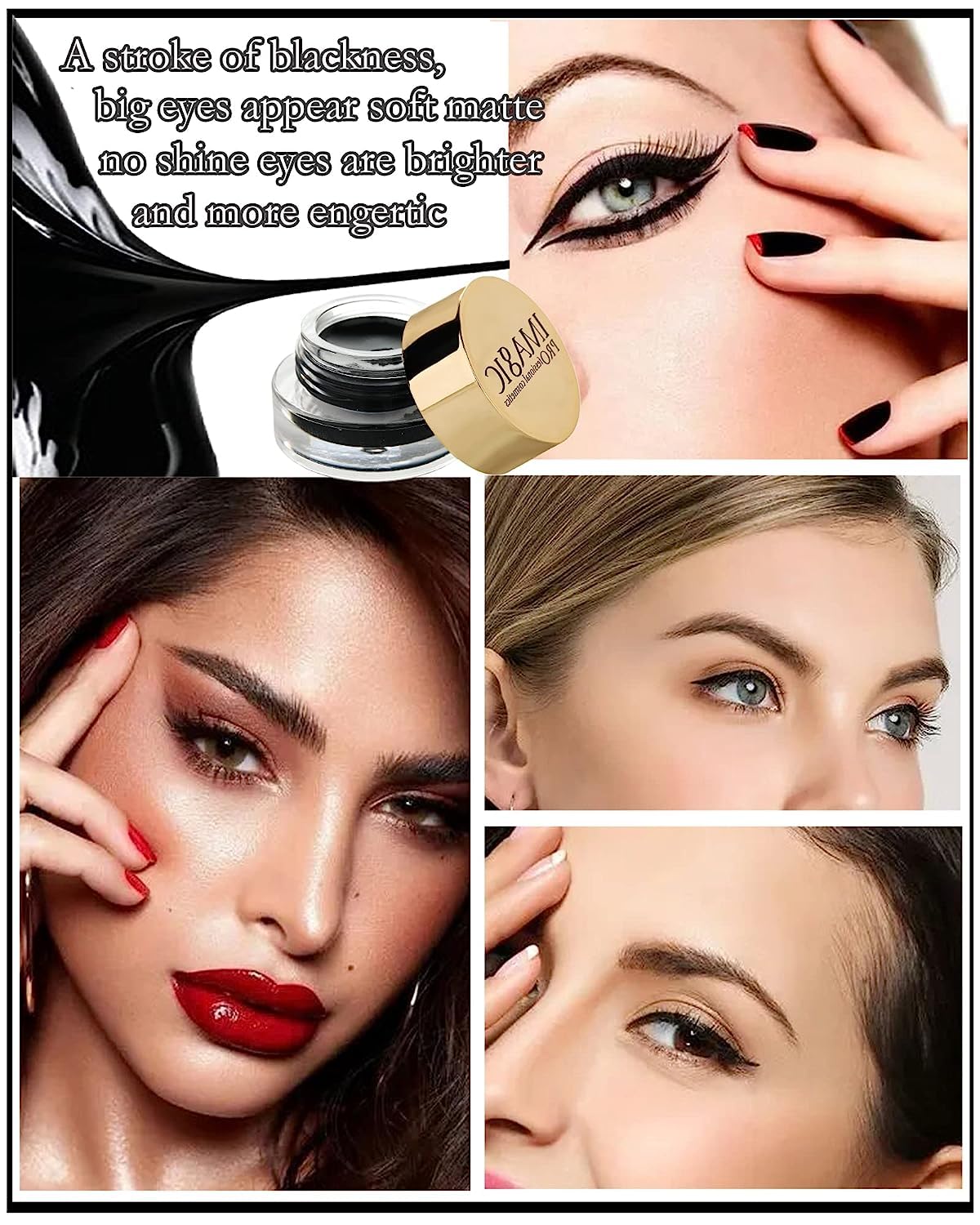 COSLUXE IMAGIC Gel Eyeliner, Long Lasting Waterproof Matte Eyeliner Cream Gel, High-Intensity Pigments Smudge-Proof Eye Liner,Makeup Gift for Women Girl (BLACK) - View 2 of 6