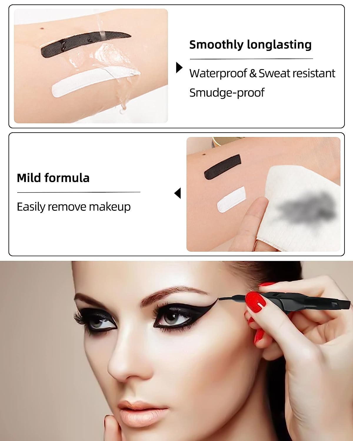COSLUXE IMAGIC Gel Eyeliner, Long Lasting Waterproof Matte Eyeliner Cream Gel, High-Intensity Pigments Smudge-Proof Eye Liner,Makeup Gift for Women Girl (BLACK) - View 3 of 6