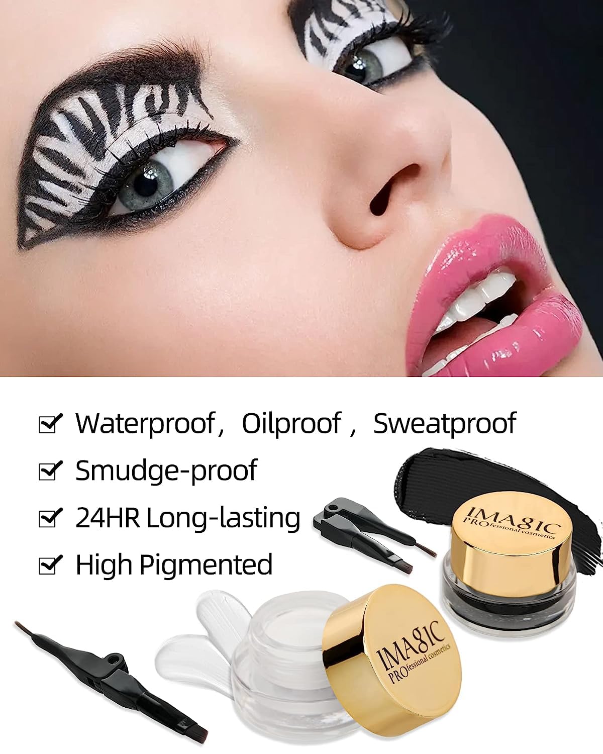 COSLUXE IMAGIC Gel Eyeliner, Long Lasting Waterproof Matte Eyeliner Cream Gel, High-Intensity Pigments Smudge-Proof Eye Liner,Makeup Gift for Women Girl (BLACK) - View 4 of 6