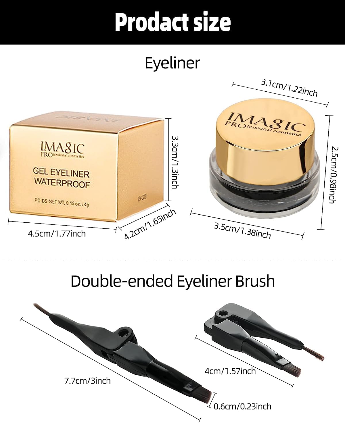 COSLUXE IMAGIC Gel Eyeliner, Long Lasting Waterproof Matte Eyeliner Cream Gel, High-Intensity Pigments Smudge-Proof Eye Liner,Makeup Gift for Women Girl (BLACK) - View 5 of 6