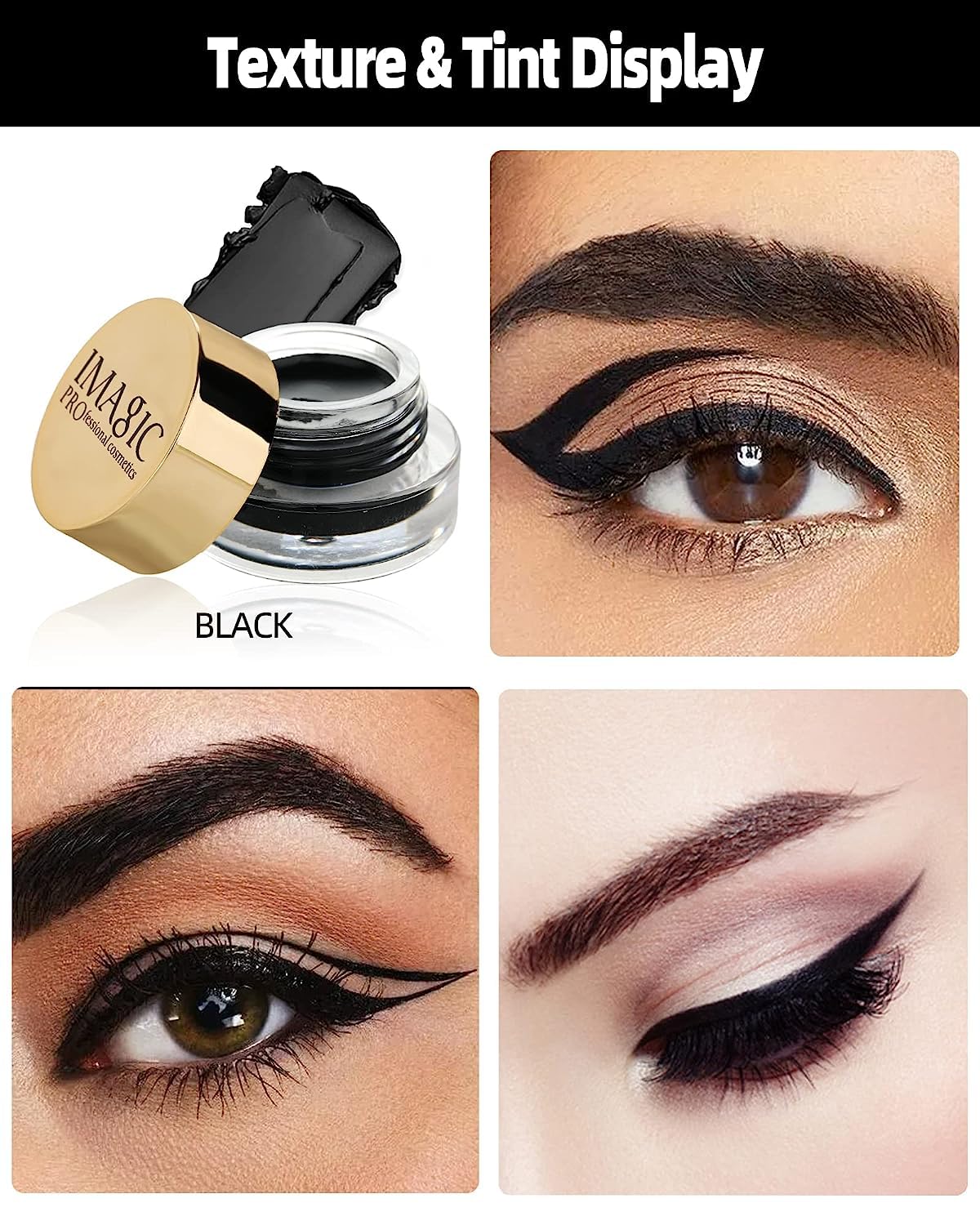 COSLUXE IMAGIC Gel Eyeliner, Long Lasting Waterproof Matte Eyeliner Cream Gel, High-Intensity Pigments Smudge-Proof Eye Liner,Makeup Gift for Women Girl (BLACK) - View 6 of 6