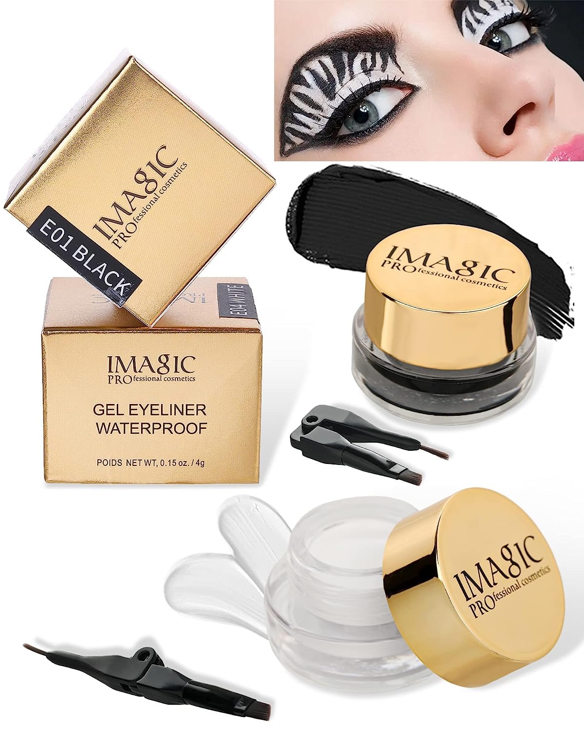 COSLUXE IMAGIC Gel Eyeliner, Long Lasting Waterproof Matte Eyeliner Cream Gel, High-Intensity Pigments Smudge-Proof Eye Liner,Makeup Gift for Women Girl (WHITE) - View 2 of 4