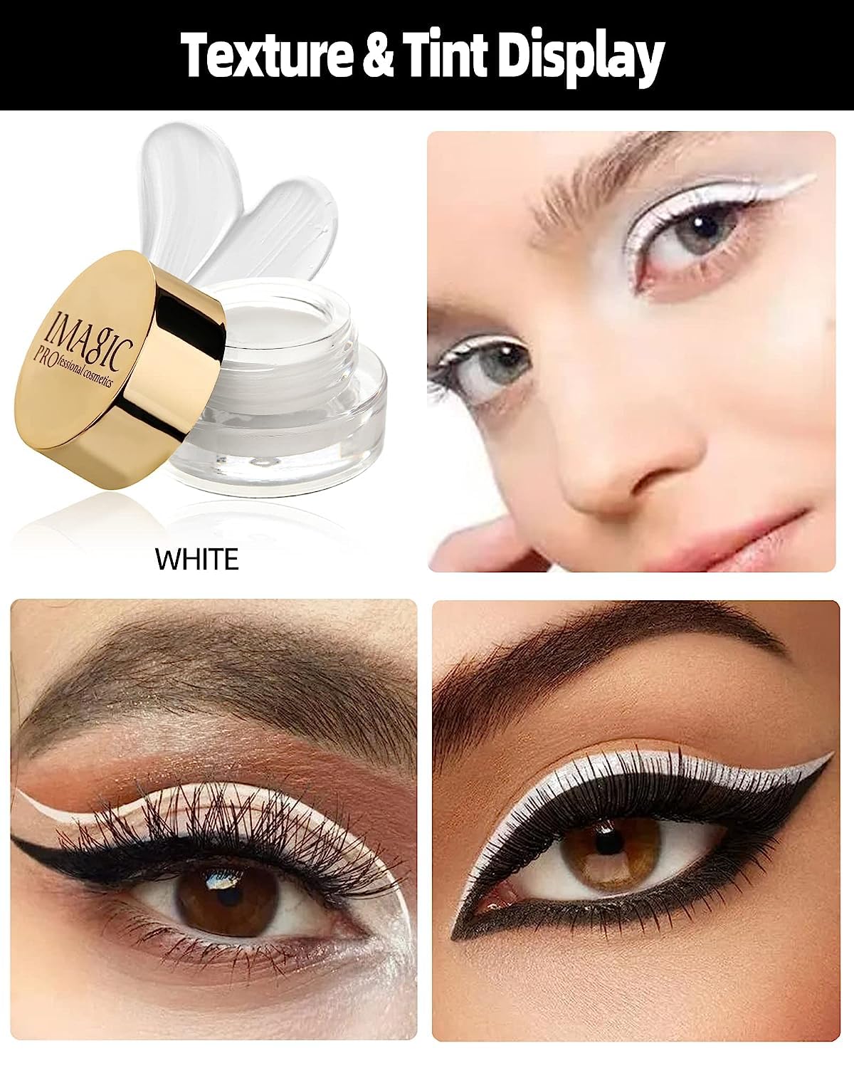 COSLUXE IMAGIC Gel Eyeliner, Long Lasting Waterproof Matte Eyeliner Cream Gel, High-Intensity Pigments Smudge-Proof Eye Liner,Makeup Gift for Women Girl (WHITE) - View 3 of 4