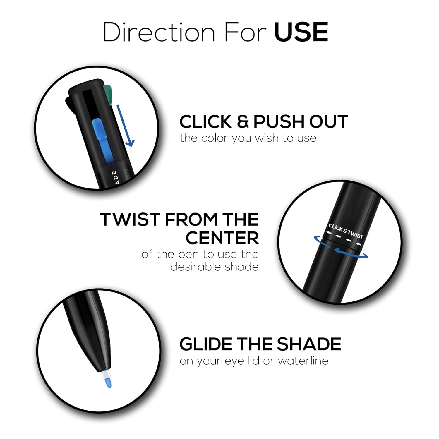 RENEE Bold 4-4-in-1 Kajal - Four Shades Black, Brown, Teal & Blue | Matte Finish | Rich Color Payoff | One-stroke Application | Travel Friendly | Easy to Use - View 3 of 5