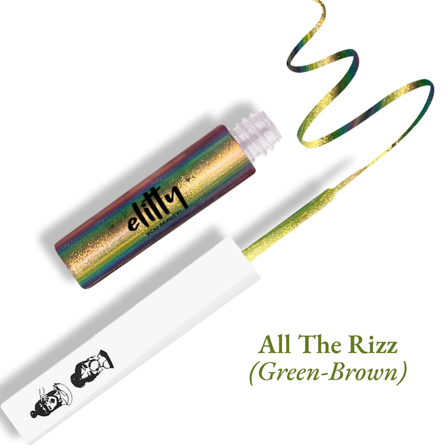 Elitty  Eyeliner 4g - All The Rizz With Ombre Shimmery Finish | Long Lasting, Waterproof, Smudge Proof Liquid Eyeliner | Quick Drying Formula With Monochrome Effect - Shade (Green Brown) - View 5 of 5