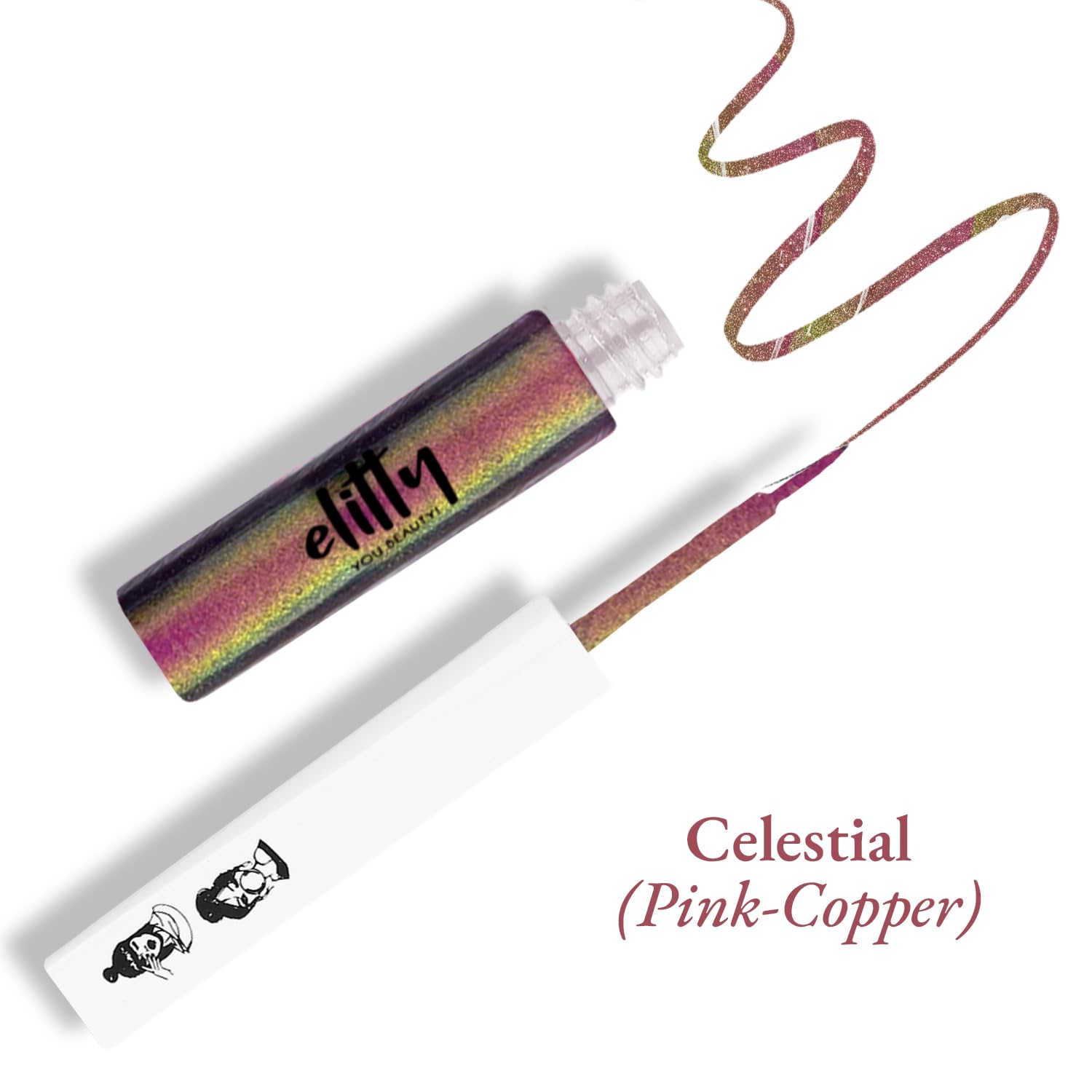 Elitty Eyeliner 4g - Celestial With Ombre Shimmery Finish | Long Lasting, Waterproof, Smudge Proof Liquid Eyeliner | Quick Drying Formula With Monochrome Effect - Shade (Pink-Copper) - View 5 of 5