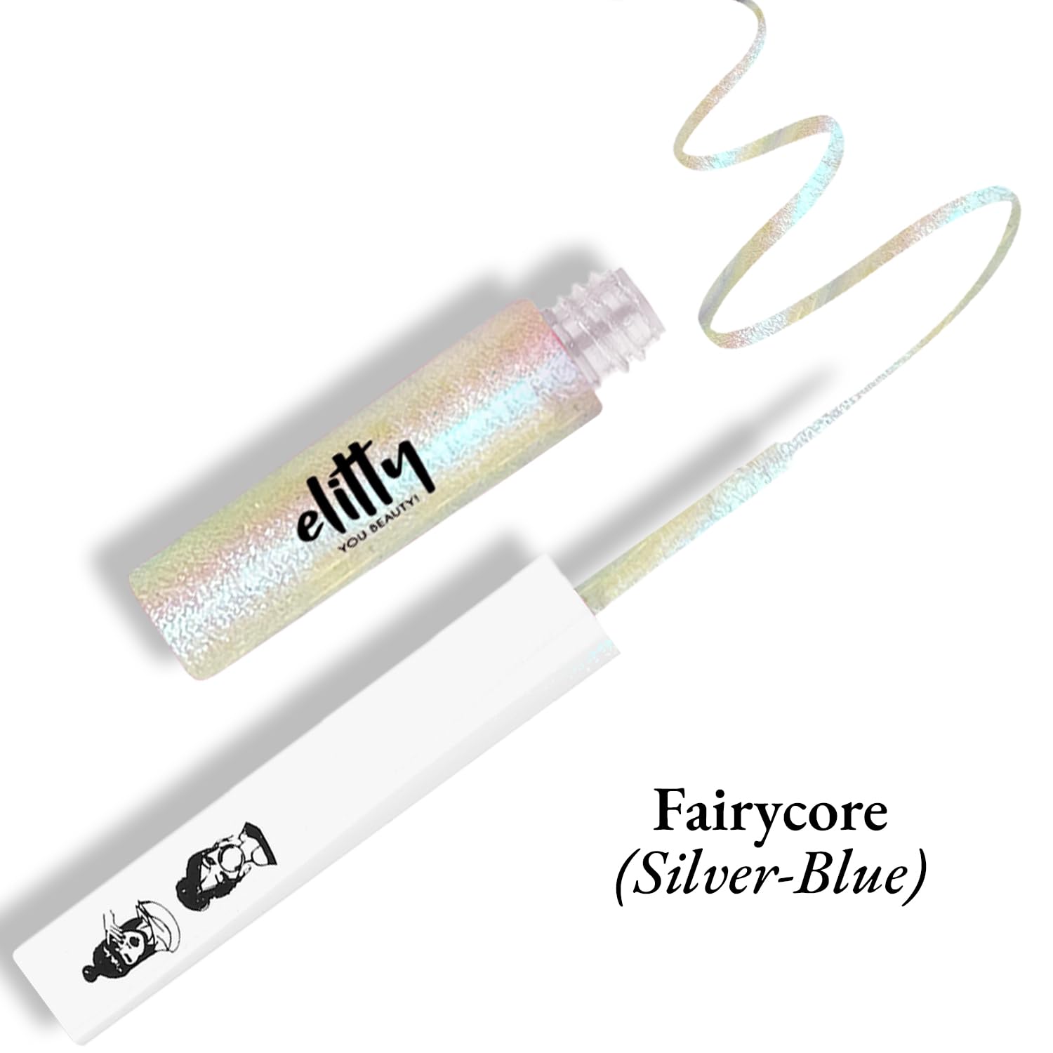 Elitty Eyeliner 4g - Fairycore With Ombre Shimmery Finish | Long Lasting, Waterproof, Smudge Proof Liquid Eyeliner | Quick Drying Formula With Monochrome Effect - Shade (Silver Blue) - View 5 of 5