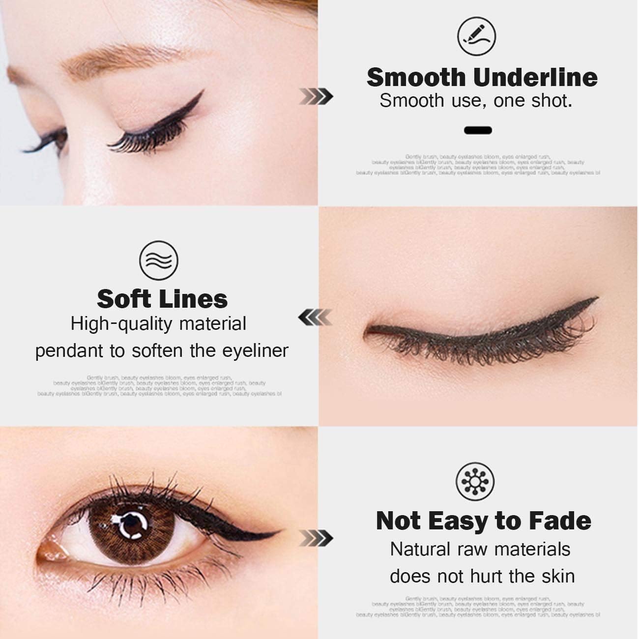 HUDAMOJI Pencil Semi-Matte Eyeliner Stamp Wingliner, Dual-Ended, Waterproof Long Lasting Heart & Star Shape Stamps Tattoo Eyeliners Makeup Tools For Women Girl, 1 - Pcs, Black - View 2 of 5