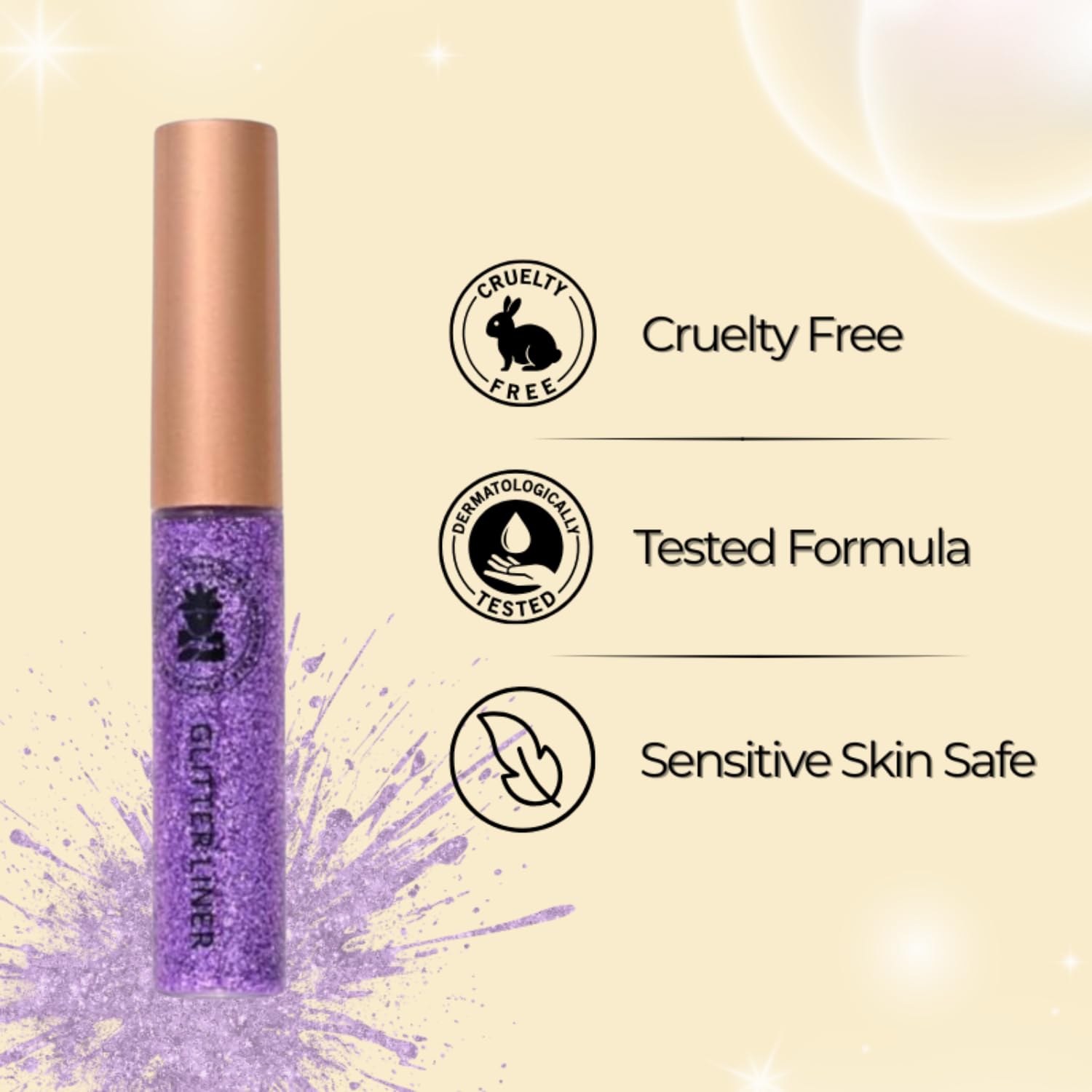 Bobi Glitter Gel Eyeliner Pigmented Liquid, Long Lasting, Waterproof, Smudge Proof, Quick Dry Formula Metallic Vegan Cruelty-Free Eye Liner 10g- Purple - View 2 of 6