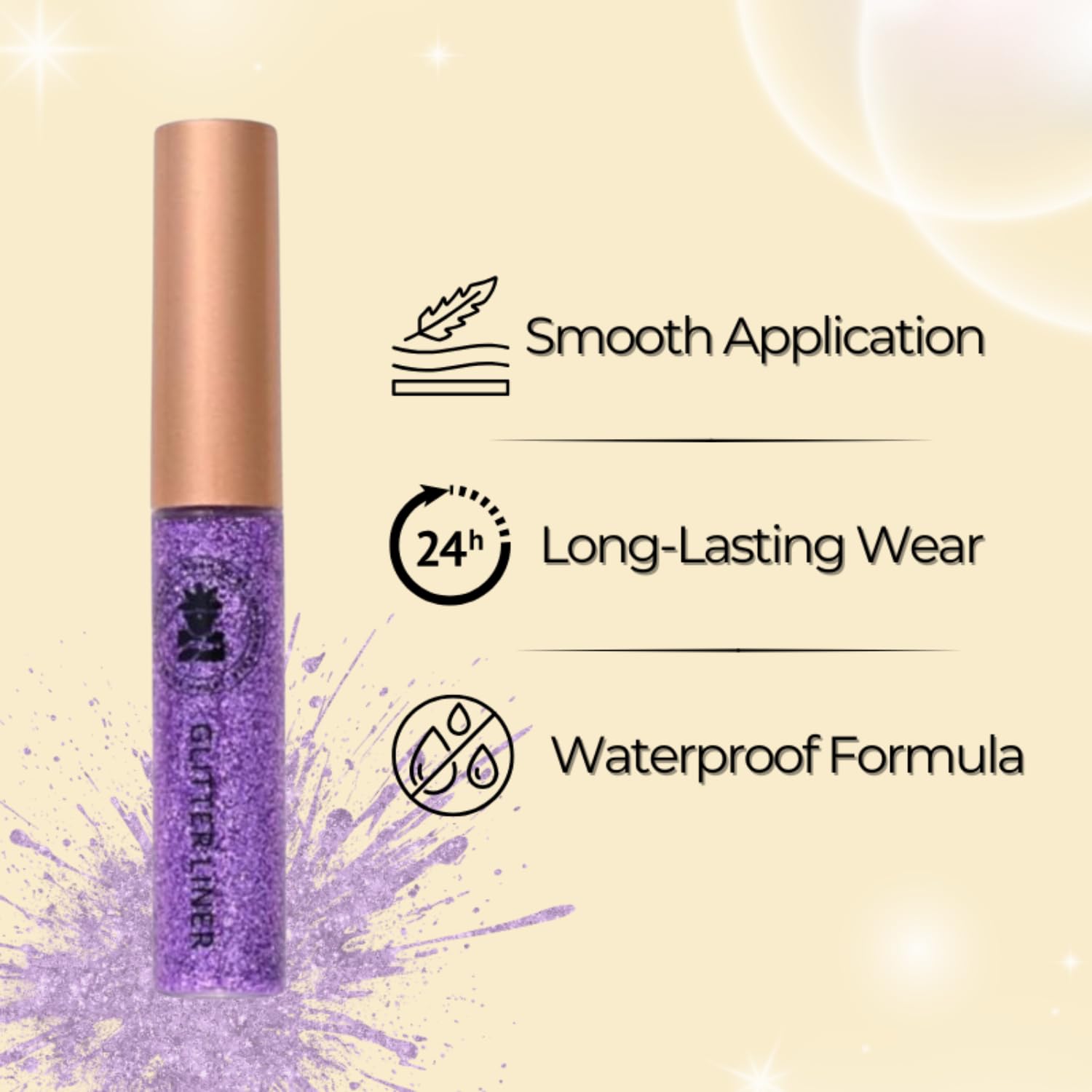 Bobi Glitter Gel Eyeliner Pigmented Liquid, Long Lasting, Waterproof, Smudge Proof, Quick Dry Formula Metallic Vegan Cruelty-Free Eye Liner 10g- Purple - View 3 of 6