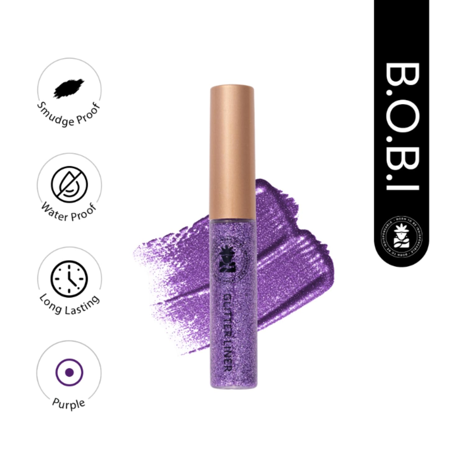 Bobi Glitter Gel Eyeliner Pigmented Liquid, Long Lasting, Waterproof, Smudge Proof, Quick Dry Formula Metallic Vegan Cruelty-Free Eye Liner 10g- Purple - View 5 of 6