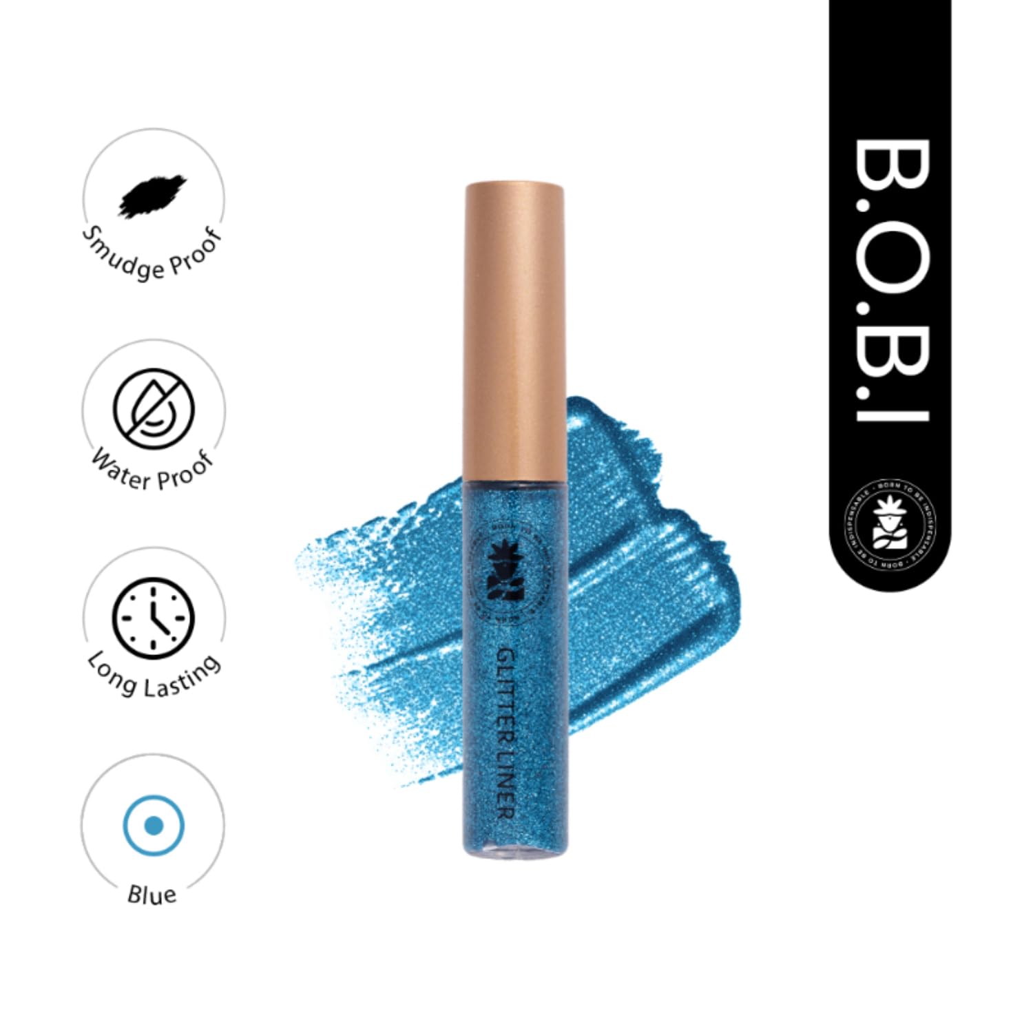 Bobi Glitter Gel Eyeliner Pigmented Liquid, Long Lasting, Waterproof, Smudge Proof, Quick Dry Formula Metallic Vegan Cruelty-Free Eye Liner 10g- Blue - View 5 of 6