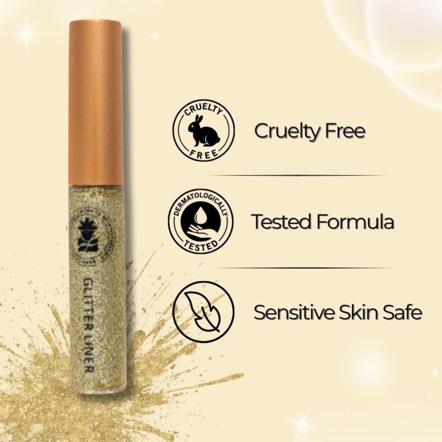 BOBI Glitter Gel Eyeliner | Highly Pigmented Metallic Liquid Liner | Long-Lasting, Waterproof, Smudge-Proof, Quick Dry Formula | Vegan & Cruelty-Free Eye Makeup (10g, Gold) - View 2 of 6