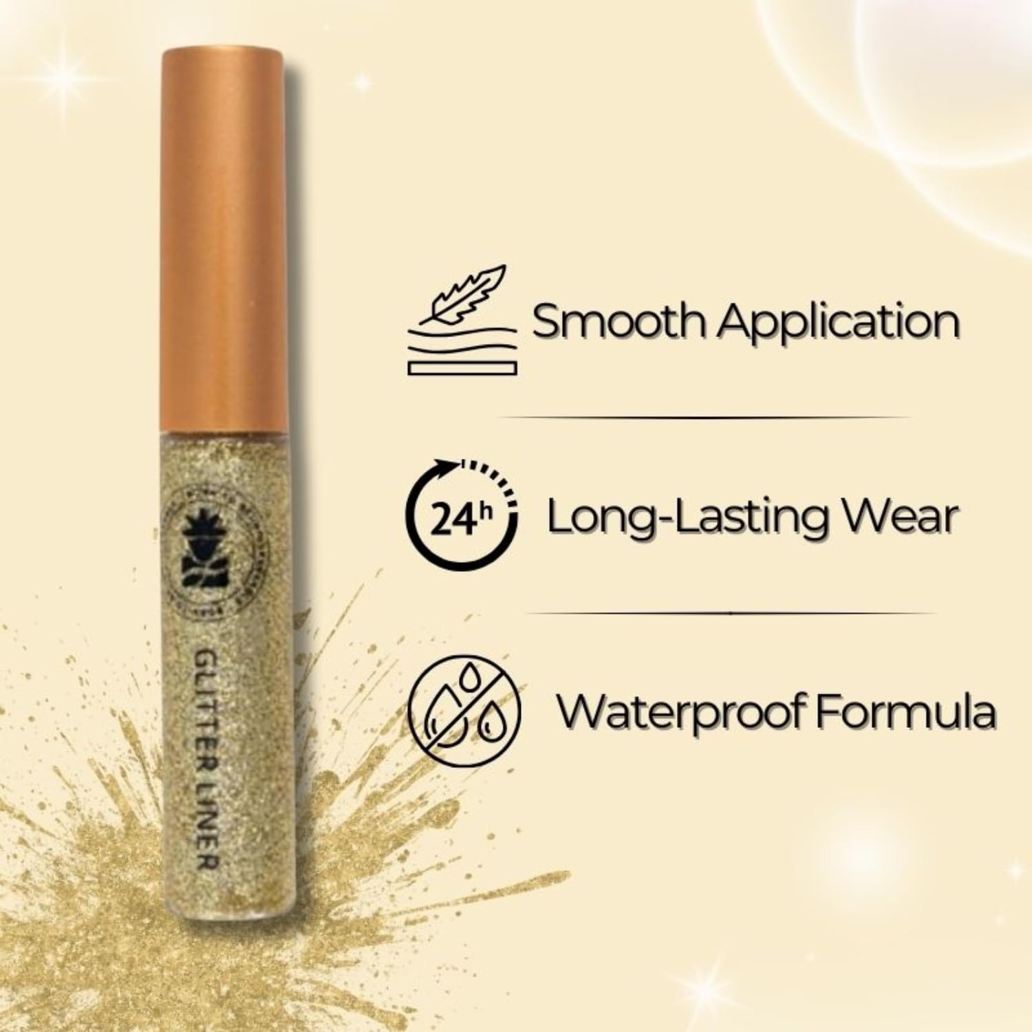 BOBI Glitter Gel Eyeliner | Highly Pigmented Metallic Liquid Liner | Long-Lasting, Waterproof, Smudge-Proof, Quick Dry Formula | Vegan & Cruelty-Free Eye Makeup (10g, Gold) - View 3 of 6