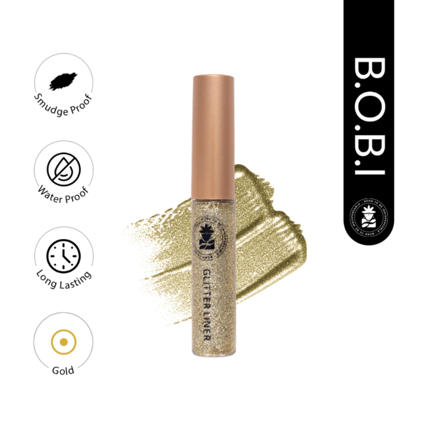 BOBI Glitter Gel Eyeliner | Highly Pigmented Metallic Liquid Liner | Long-Lasting, Waterproof, Smudge-Proof, Quick Dry Formula | Vegan & Cruelty-Free Eye Makeup (10g, Gold) - View 5 of 6