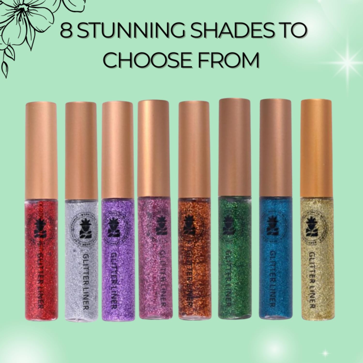 Bobi Glitter Gel Eyeliner Pigmented Liquid, Long Lasting, Waterproof, Smudge Proof, Quick Dry Formula Metallic Vegan Cruelty-Free Eye Liner 10g- Green - View 2 of 6