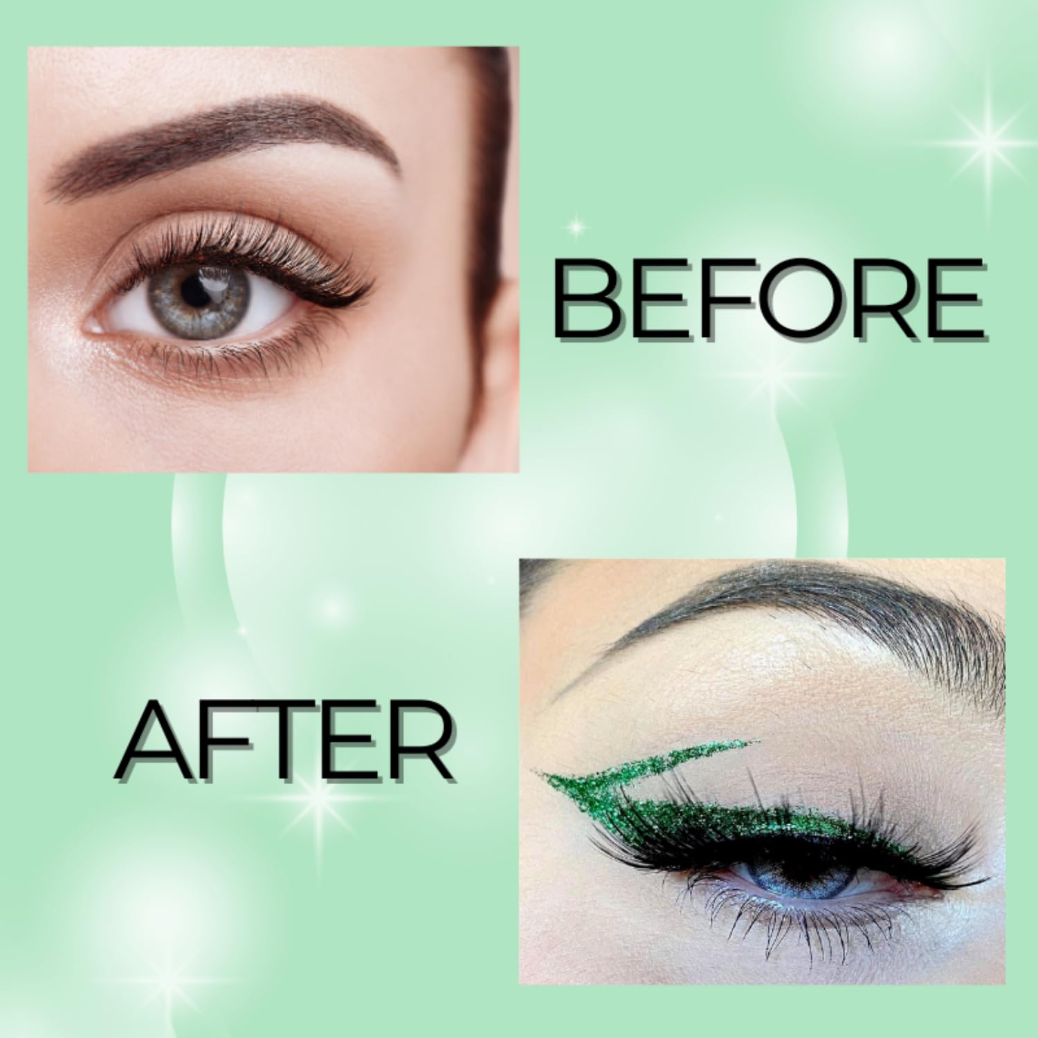 Bobi Glitter Gel Eyeliner Pigmented Liquid, Long Lasting, Waterproof, Smudge Proof, Quick Dry Formula Metallic Vegan Cruelty-Free Eye Liner 10g- Green - View 5 of 6