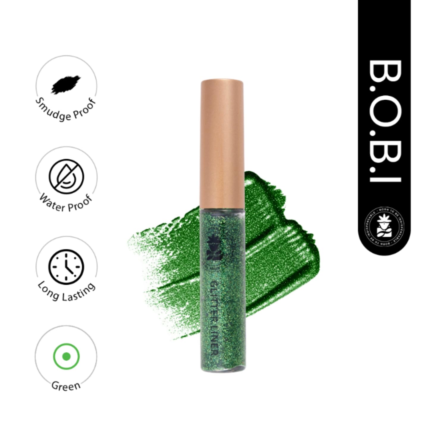 Bobi Glitter Gel Eyeliner Pigmented Liquid, Long Lasting, Waterproof, Smudge Proof, Quick Dry Formula Metallic Vegan Cruelty-Free Eye Liner 10g- Green - View 6 of 6