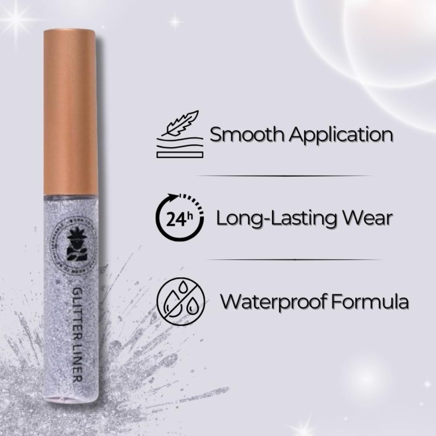 Bobi Glitter Gel Eyeliner Pigmented Liquid, Long Lasting, Waterproof, Smudge Proof, Quick Dry Formula Metallic Vegan Cruelty-Free Eye Liner 10g- Silver - View 5 of 7