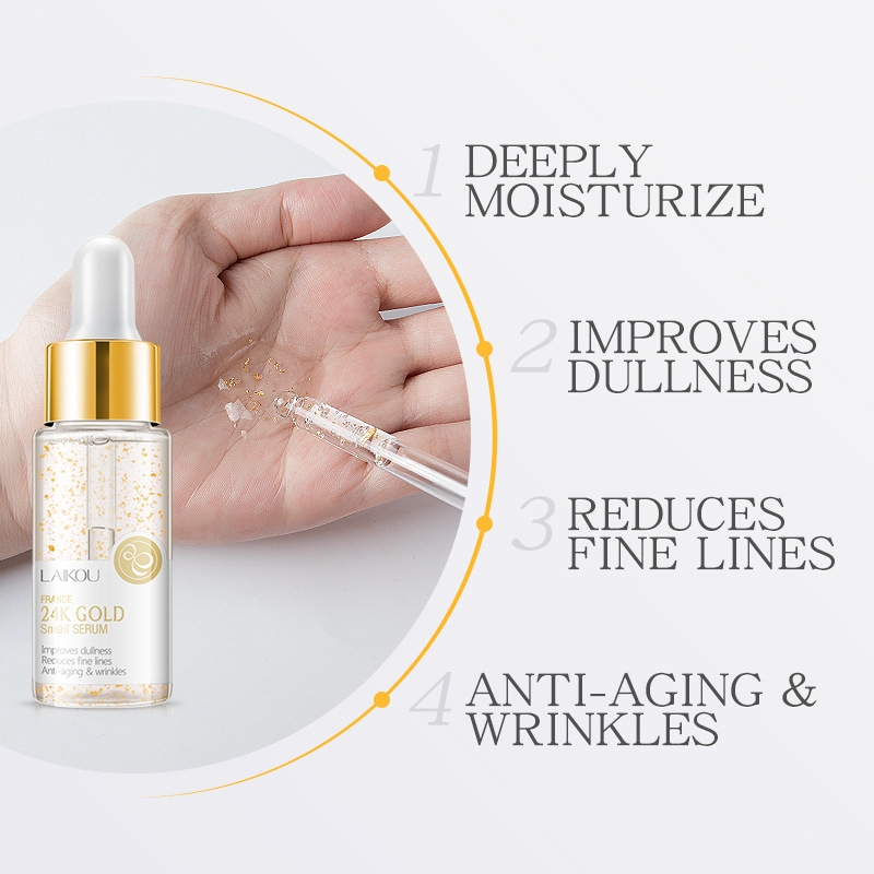 LAIKOU France 24K Gold Snail Serum Essence – Luxury Hydrating & Skin Repair Anti-Aging Facial Serum for Brightening, Firming and Radiant Glow Care - View 2 of 3