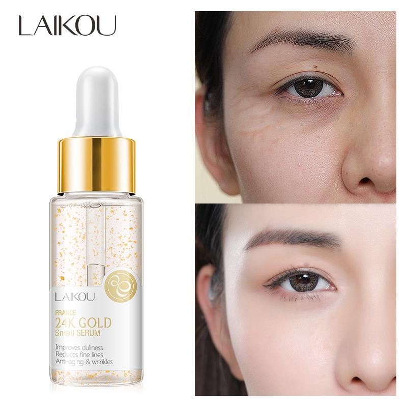 LAIKOU France 24K Gold Snail Serum Essence – Luxury Hydrating & Skin Repair Anti-Aging Facial Serum for Brightening, Firming and Radiant Glow Care - View 3 of 3