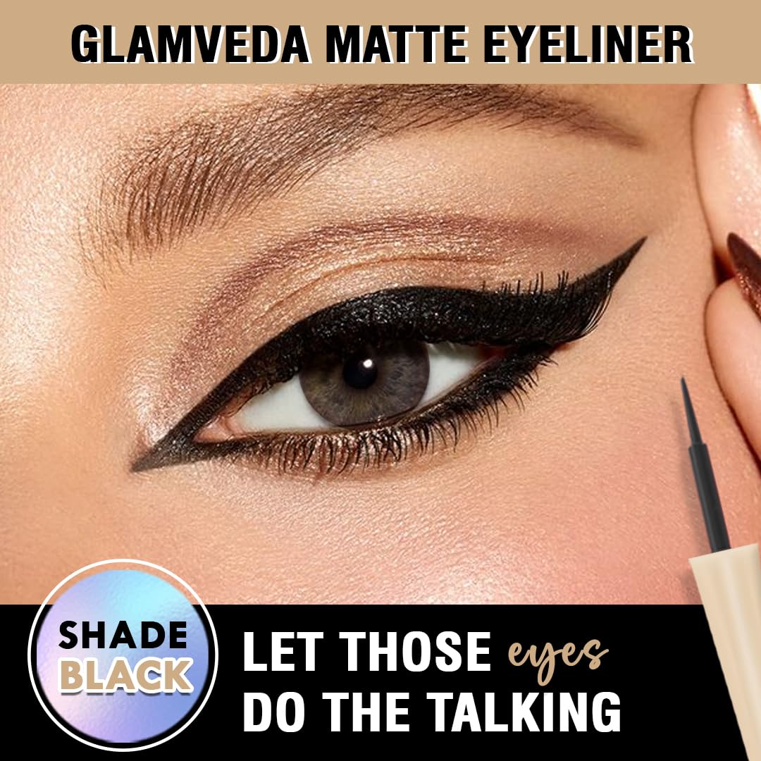 Glamveda Liquid Eye Liner, Black, Long Lasting Matte Waterproof Liner - Smudge Proof, Transfer Proof Eye Makeup, Bold, Clean, Smudge-Free Look 24-Hour Long Stay 4.5 ml - View 3 of 6