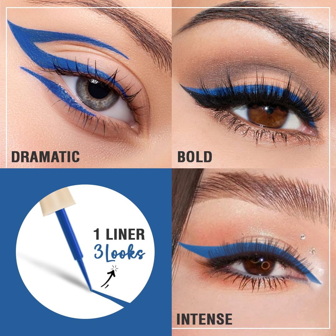 Glamveda Liquid Eye Liner, Blue, Long Lasting Matte Waterproof Liner - Smudge Proof, Transfer Proof Eye Makeup, Bold, Clean, Smudge-Free Look 24-Hour Long Stay 4.5 ml - View 5 of 6