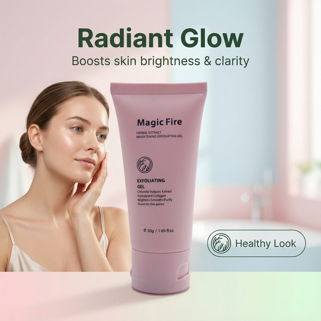Magic Fire Gel Exfoliating Scrub 50g – Chlorella & Collagen Dead Skin Removal Brightening Peeling Gel for Smooth, Radiant and Refined Skin Care - View 3 of 3