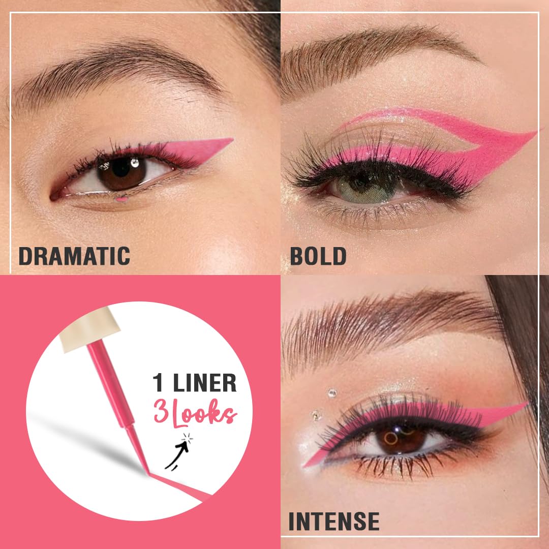 Glamveda Liquid Eye Liner, Pink, Long Lasting Matte Waterproof Liner - Smudge Proof, Transfer Proof Eye Makeup, Bold, Clean, Smudge-Free Look 24-Hour Long Stay 4.5 ml - View 3 of 5