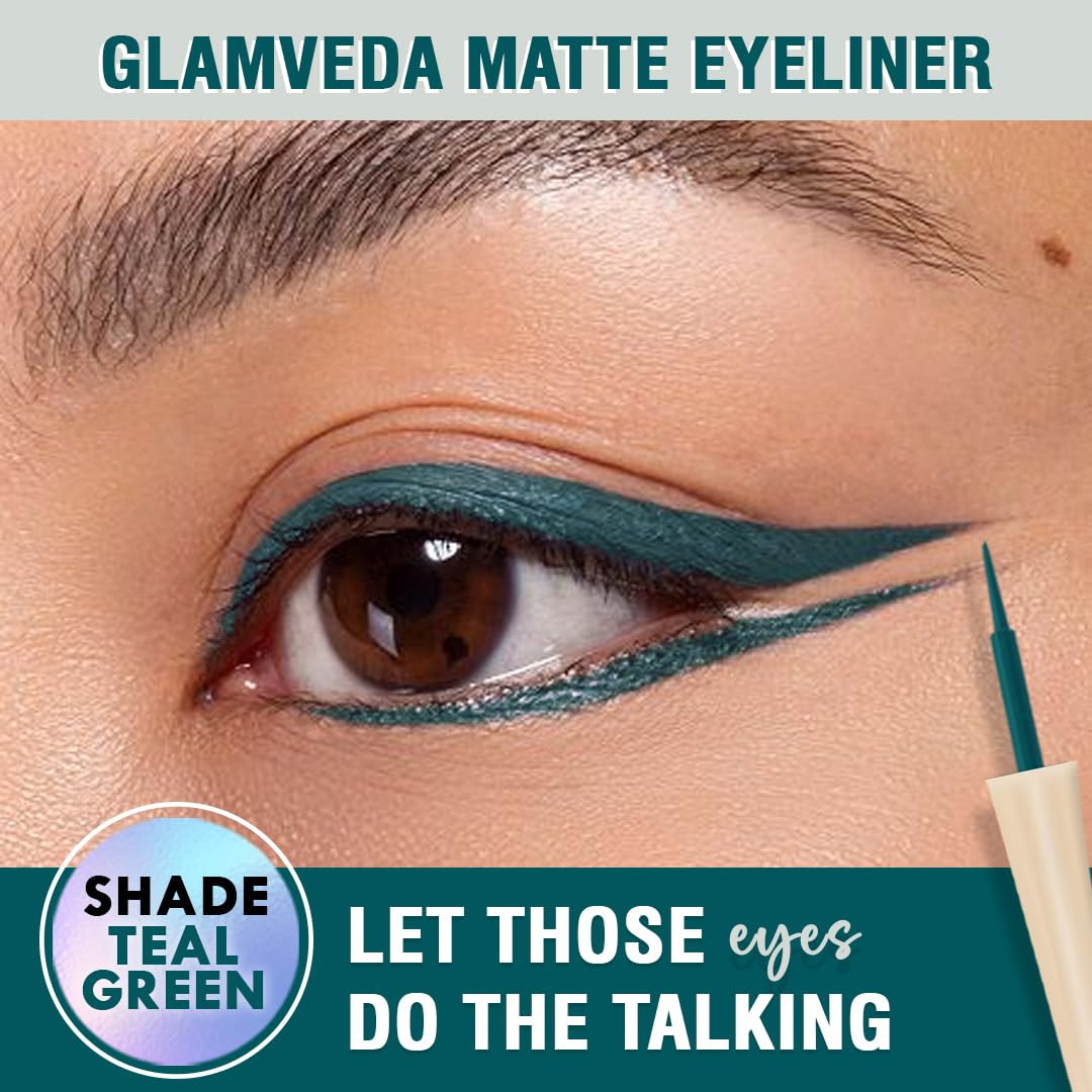 Glamveda Liquid Eye Liner, Teal Green, Long Lasting Matte Waterproof Liner - Smudge Proof, Transfer Proof Eye Makeup, Bold, Clean, Smudge-Free Look 24-Hour Long Stay 4.5 ml - View 4 of 6
