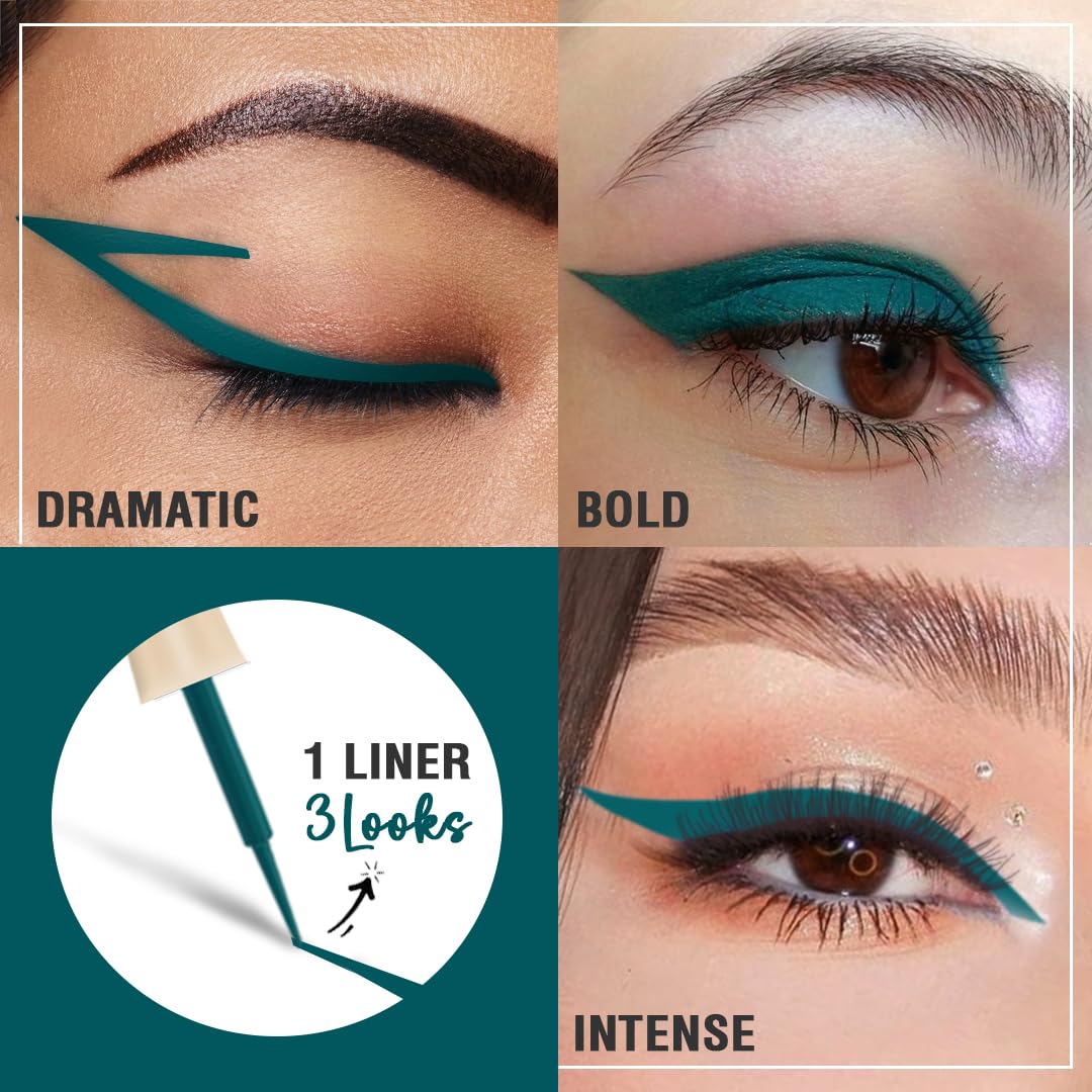 Glamveda Liquid Eye Liner, Teal Green, Long Lasting Matte Waterproof Liner - Smudge Proof, Transfer Proof Eye Makeup, Bold, Clean, Smudge-Free Look 24-Hour Long Stay 4.5 ml - View 5 of 6