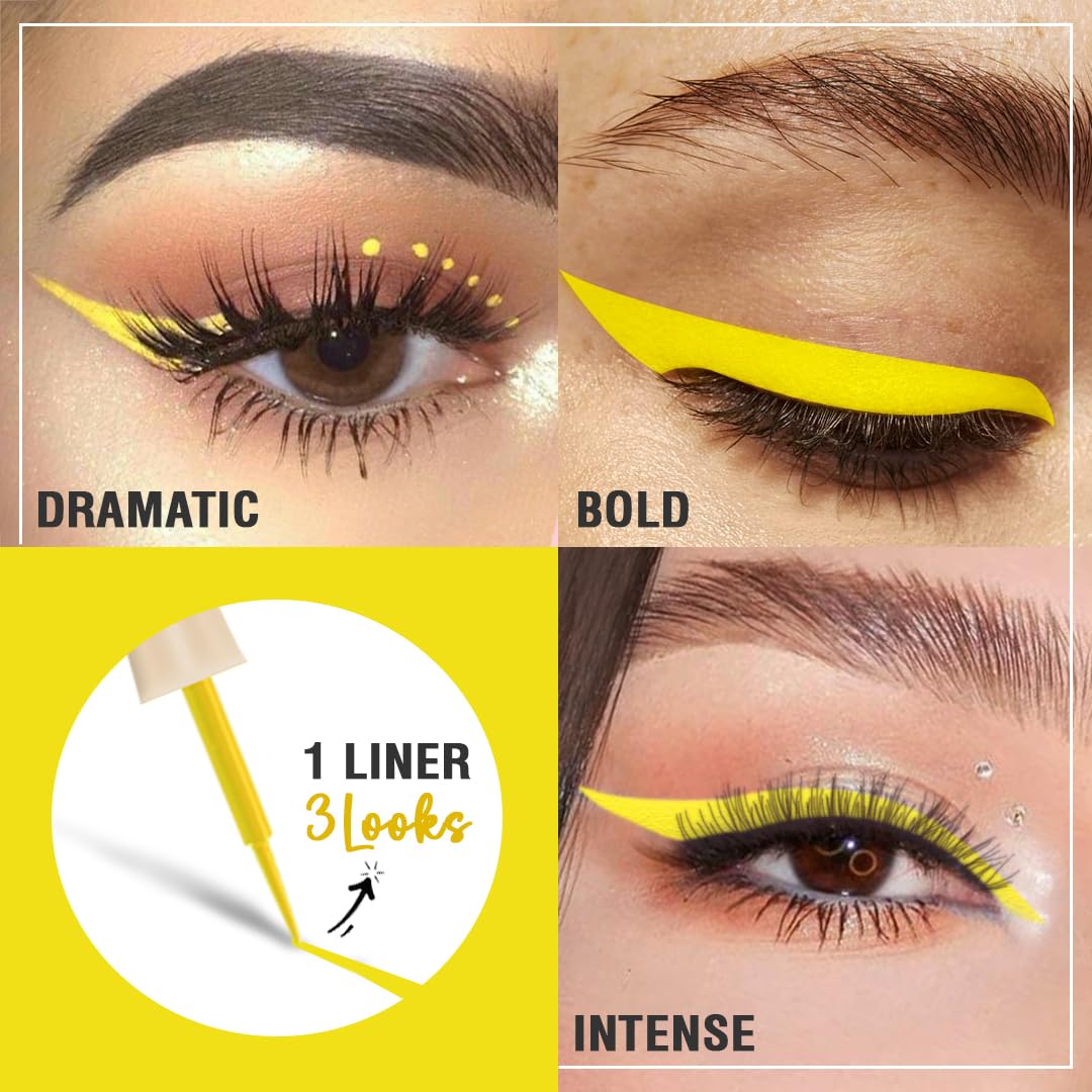 Glamveda Liquid Eye Liner, Yellow, Long Lasting Matte Waterproof Liner - Smudge Proof, Transfer Proof Eye Makeup, Bold, Clean, Smudge-Free Look 24-Hour Long Stay 4.5 ml - View 5 of 6