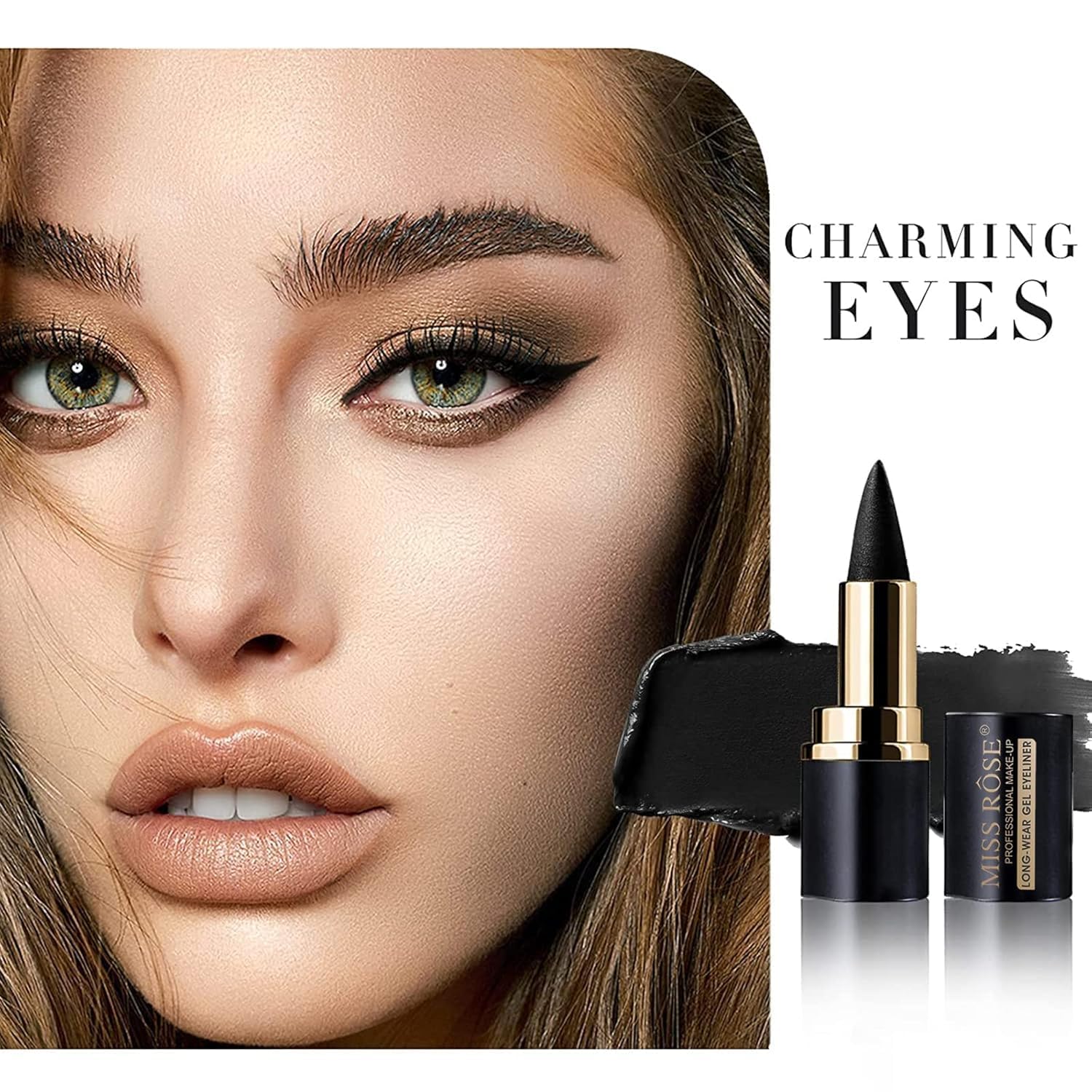 Miss Rose M Gel Eyeliner, Black Eyeliner Pencils, delineador de ojos contra el agua, Easy to Use, Eye Makeup for Women (Premium Black 1 Pcs) - View 7 of 8