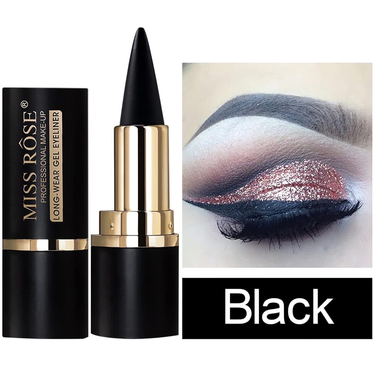 Miss Rose M Gel Eyeliner, Black Eyeliner Pencils, delineador de ojos contra el agua, Easy to Use, Eye Makeup for Women (Premium Black 1 Pcs) - View 8 of 8