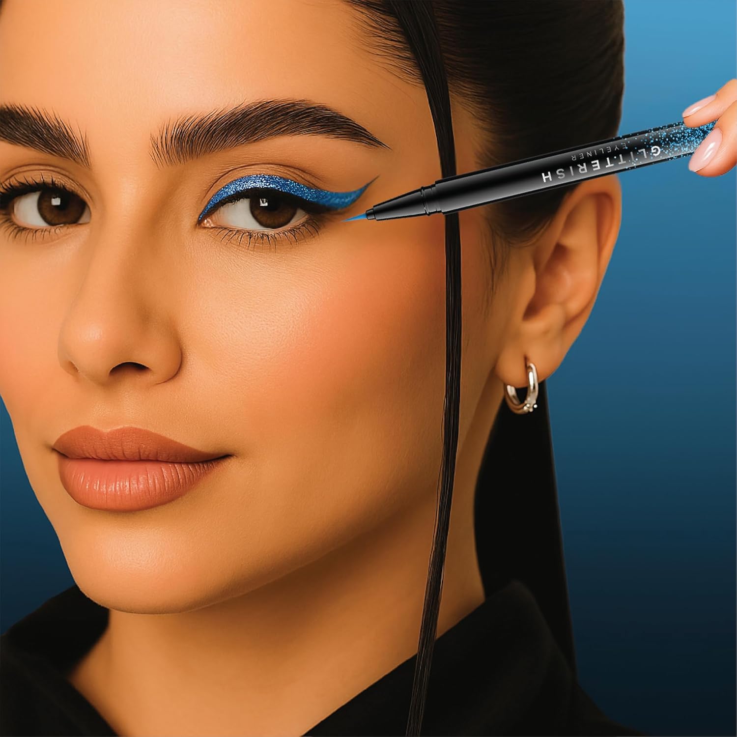 RENEE Pencil Glitterish Eyeliner - Blue, Metallic Pay-Off, Multi-Dimensional Shine | Waterproof, Smudge-Resistant, Shimmery Finish | Precise Application Brush, Quick Drying | Long-Lasting, 0.6Ml - View 2 of 7