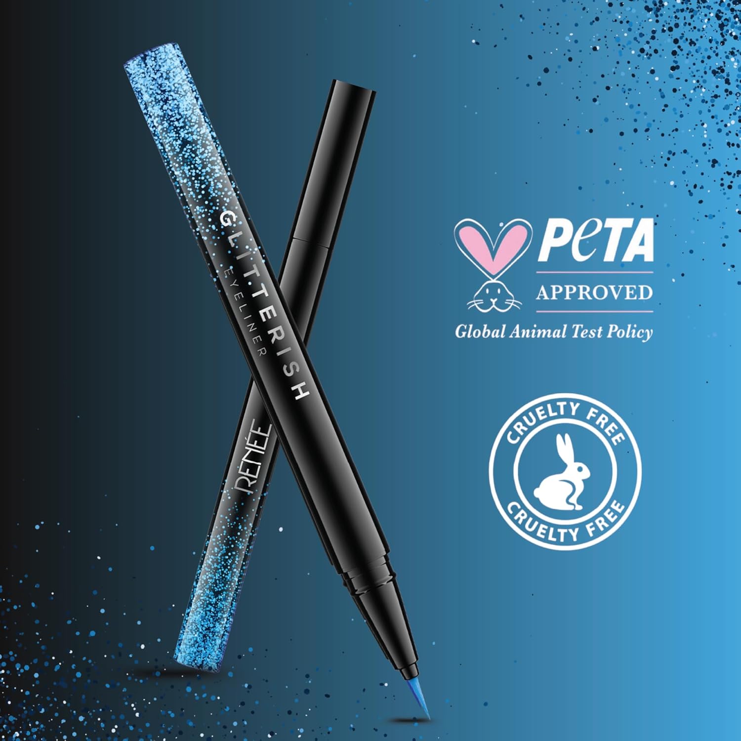 RENEE Pencil Glitterish Eyeliner - Blue, Metallic Pay-Off, Multi-Dimensional Shine | Waterproof, Smudge-Resistant, Shimmery Finish | Precise Application Brush, Quick Drying | Long-Lasting, 0.6Ml - View 4 of 7