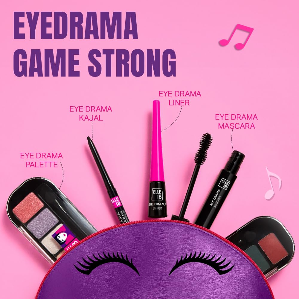 Elle 18 Eye Drama Liquid Eyeliner, Matte Finish, Intense Black, Long Lasting, Easy to Apply, Single Stroke Application, Water Resistant Formula | 3.5ml,Medium + Large - View 3 of 8