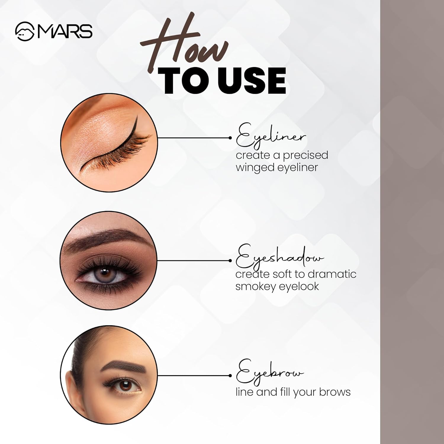 MARS 2-In-1 Hue Gel Matte Eyeliner | Waterproof & Smudgeproof Formula | Stay Upto 24 Hours | Comes With 2 Brush Set (6.0 Gm) (Black & Brown) - View 3 of 7
