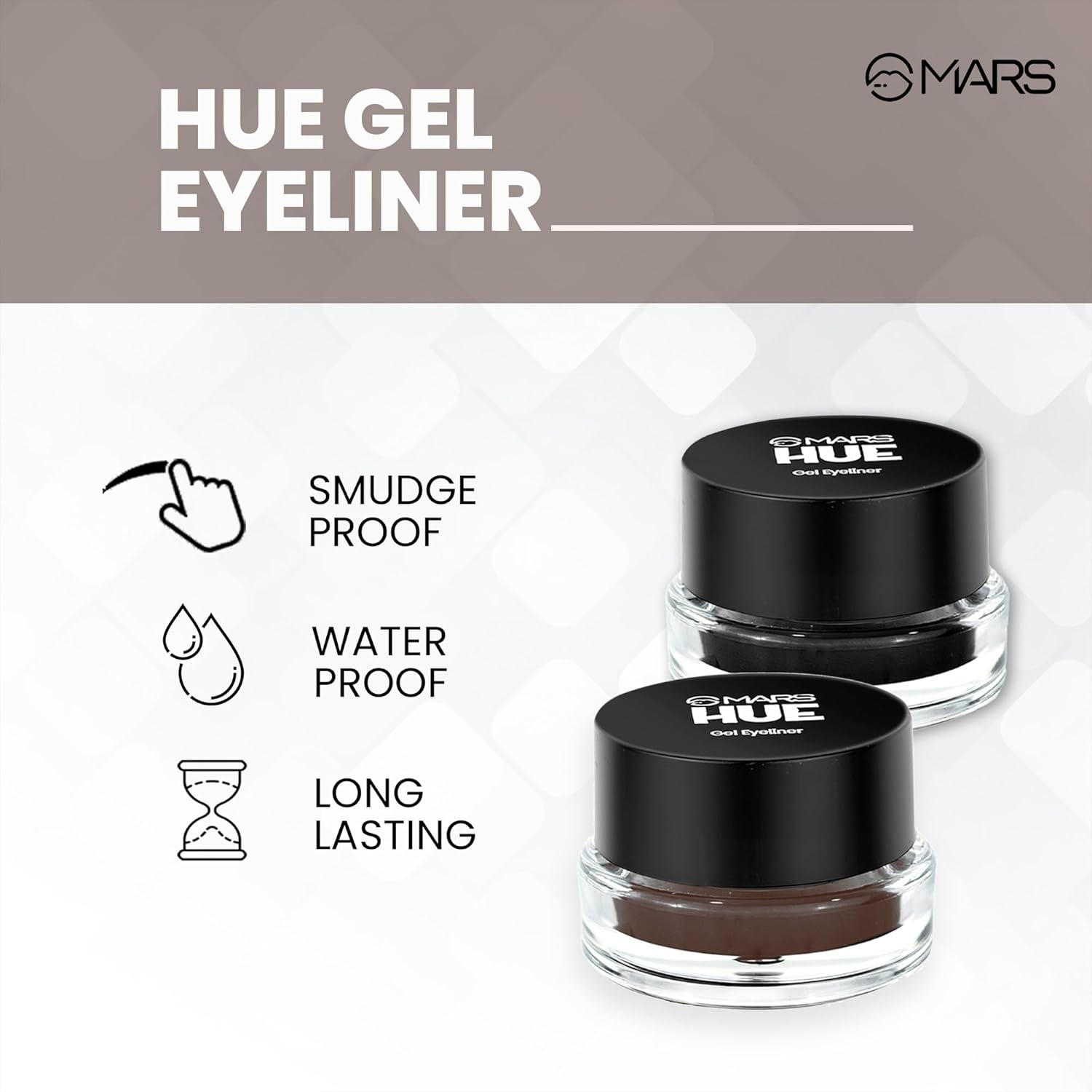MARS 2-In-1 Hue Gel Matte Eyeliner | Waterproof & Smudgeproof Formula | Stay Upto 24 Hours | Comes With 2 Brush Set (6.0 Gm) (Black & Brown) - View 6 of 7