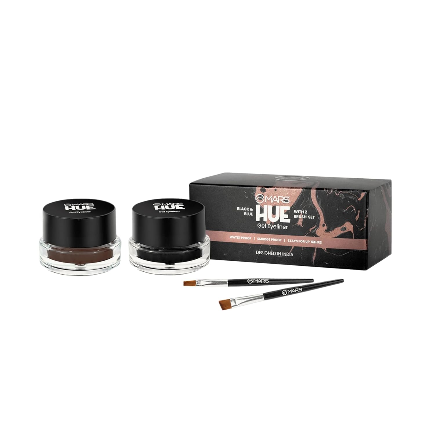 MARS 2-In-1 Hue Gel Matte Eyeliner | Waterproof & Smudgeproof Formula | Stay Upto 24 Hours | Comes With 2 Brush Set (6.0 Gm) (Black & Brown) - View 7 of 7
