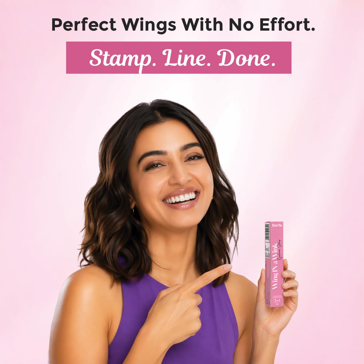 Sanfe Wing In A Wink Eyeliner Stamp | Pack of 1 | Waterproof Smudge-Proof Eyeliner Pen | Precision Liner | Easy Wing Stamp | Eye Makeup Tool | Long Lasting Black Kajal Finish | Beauty Makeup Product - View 2 of 6