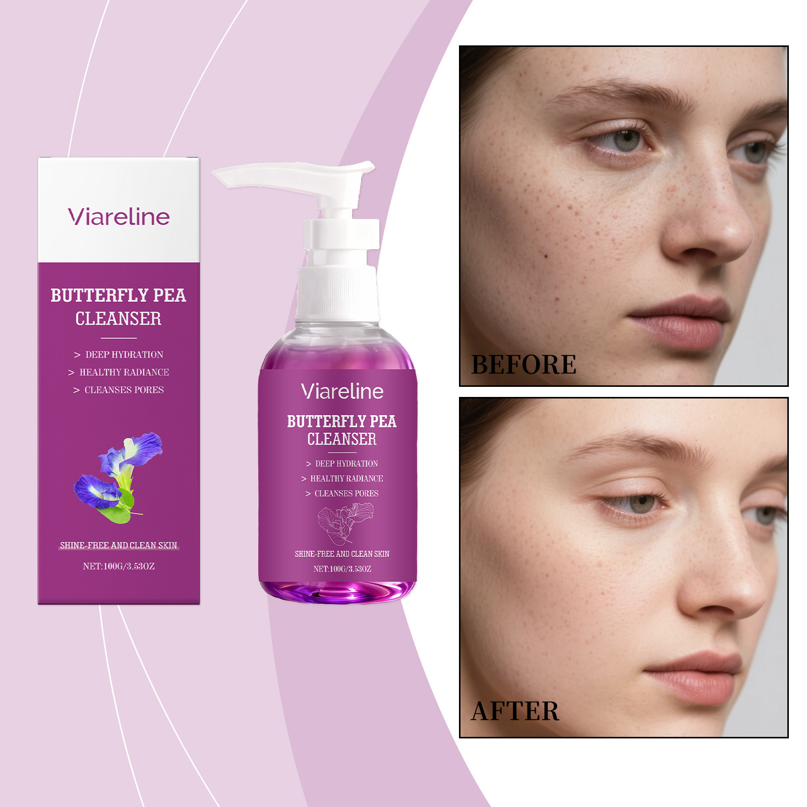 Professional Butterfly Pea Flower Face Wash 100g – Gentle Plant-Based Cleanser with Vitamin E for Hydrating, Brightening & Smooth Radiant Skin Care - View 2 of 3
